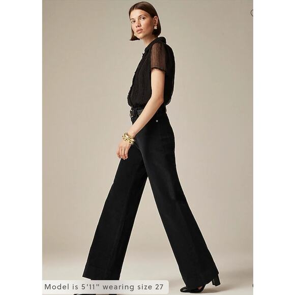 NWT J. Crew Wide-leg Corduroy Trouser Black 27T - Picture 5 of 13